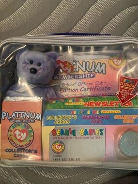 Ty Purple Plush Bear Platinum Membership Set